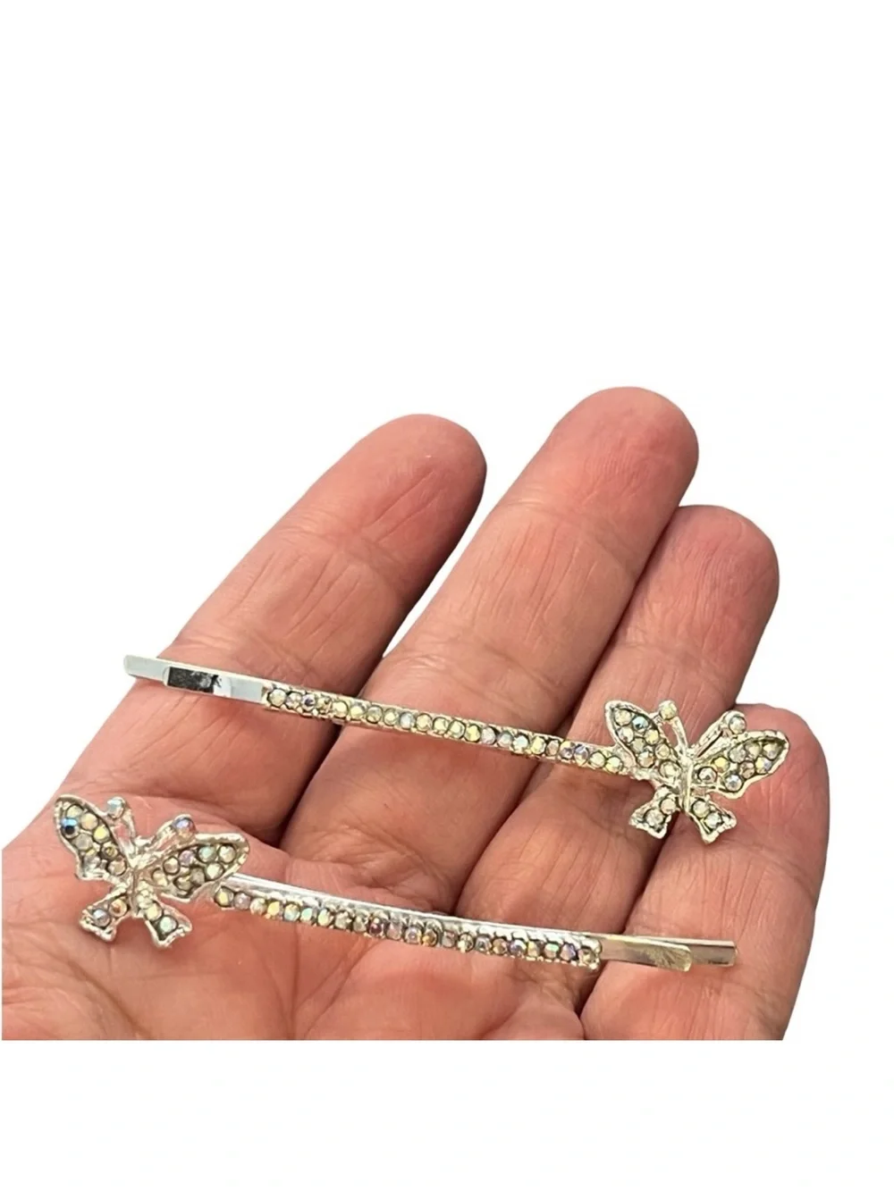 Crystal Butterfly Hair Pins - Silver FINAL PRICE DROP